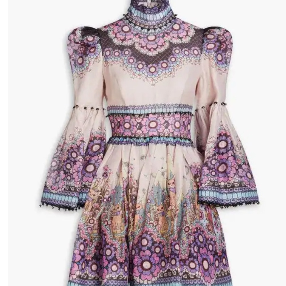 Zimmermann Purple and Pink Long Sleeve Dress